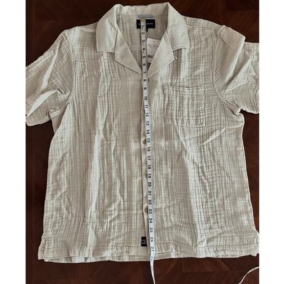 Lucky Brand Men’s Crinkle Cotton Gauze Shirt NWT Size L Beige Camp Button Up0 - Picture 5 of 15